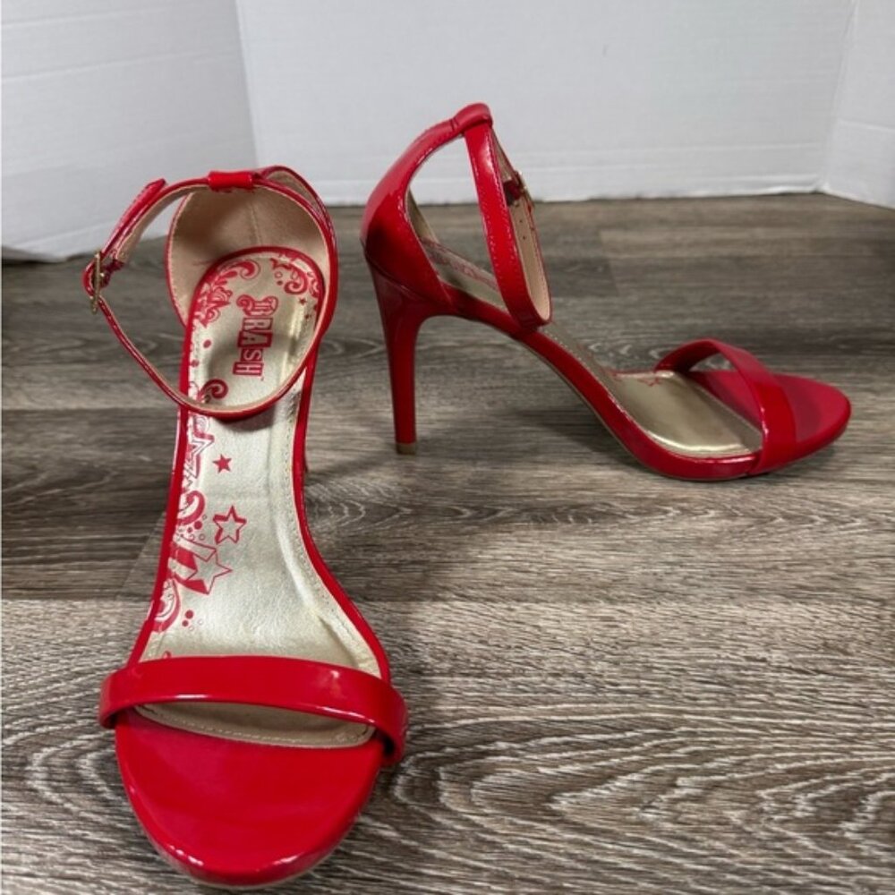 Brash Shoes Women Sz:7W Red Kailey 4"‎ Stiletto Heel Sandal Sexy Bold Glam